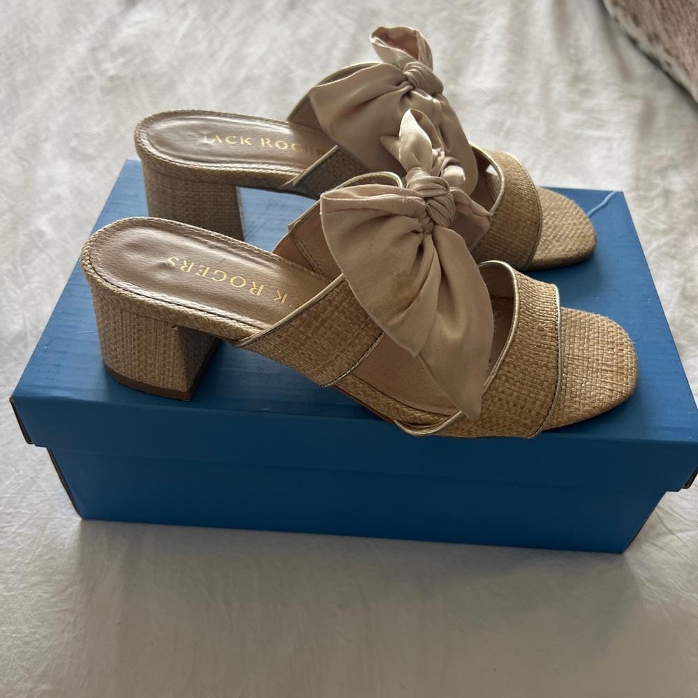 Jack, Rogers Heidi, mid heal , Ron, sandal, champagne satin bow
